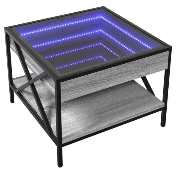 vidaXL Salongbord med Infinity LED grå sonoma 50x50x38 cm