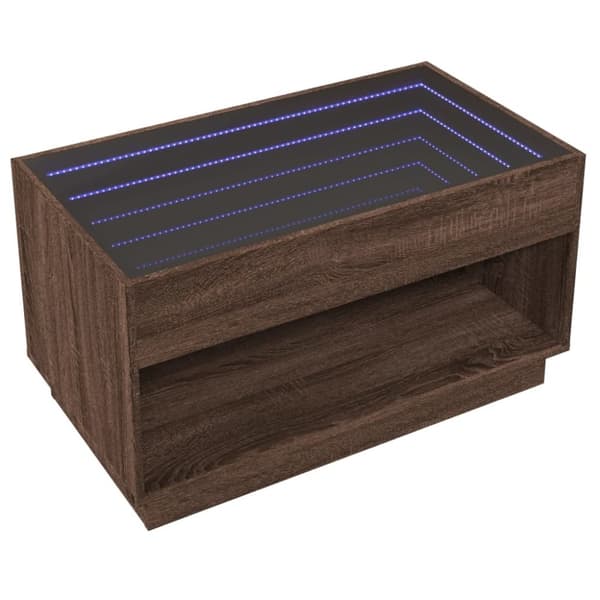 vidaXL sofabord med Infinity LED-lys 90x50x50 cm brun egetræsfarve