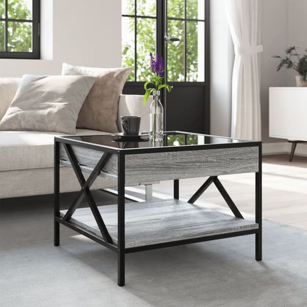 vidaXL sofabord med Infinity LED-lys 50x50x38 cm grå sonoma-eg