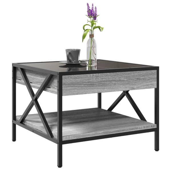 vidaXL sofabord med Infinity LED-lys 50x50x38 cm grå sonoma-eg