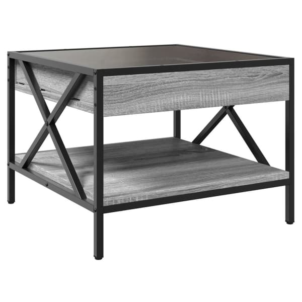 vidaXL sofabord med Infinity LED-lys 50x50x38 cm grå sonoma-eg