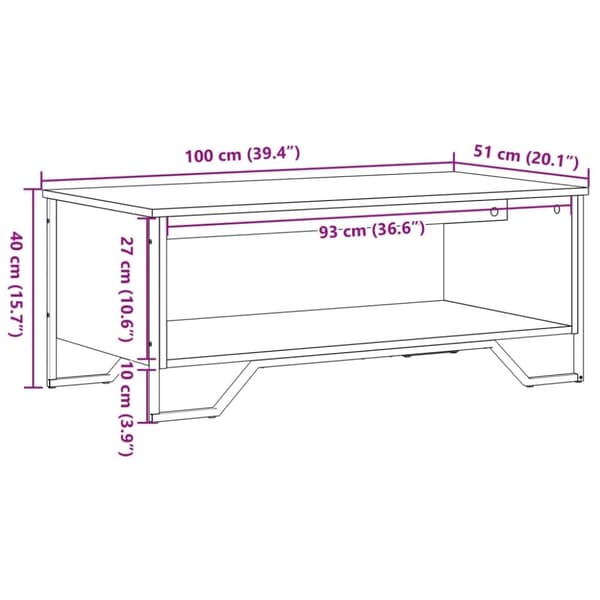 vidaXL sofabord 100x51x40 cm konstrueret træ sort
