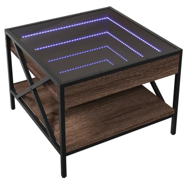 vidaXL sofabord med Infinity LED-lys 50x50x38 cm brun egetræsfarve