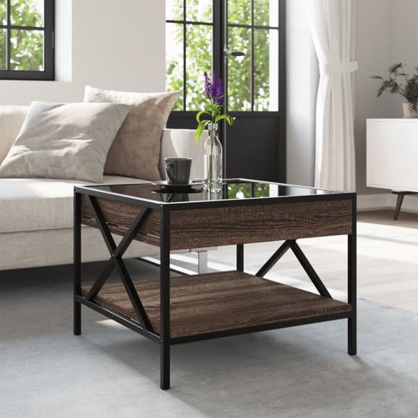 vidaXL sofabord med Infinity LED-lys 50x50x38 cm brun egetræsfarve