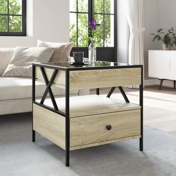 vidaXL sofabord med Infinity LED-lys 50x50x51 cm sonoma-eg