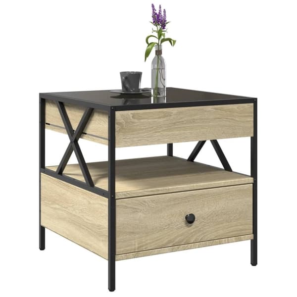 vidaXL sofabord med Infinity LED-lys 50x50x51 cm sonoma-eg