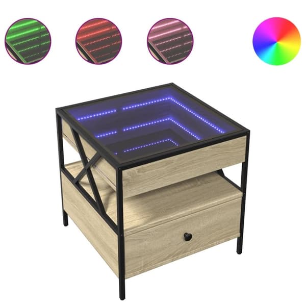vidaXL sofabord med Infinity LED-lys 50x50x51 cm sonoma-eg