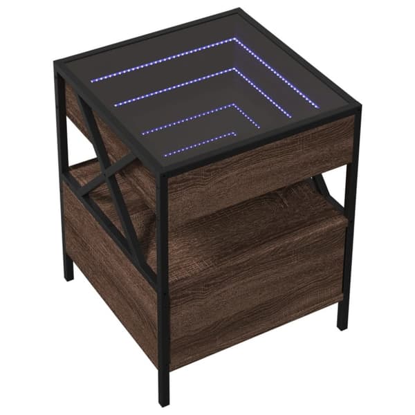 vidaXL sofabord med Infinity LED-lys 40x40x51 cm brun egetræsfarve