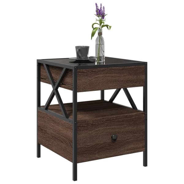 vidaXL sofabord med Infinity LED-lys 40x40x51 cm brun egetræsfarve