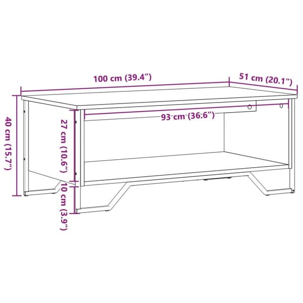 vidaXL sofabord 100x51x40 cm konstrueret træ sonoma-eg