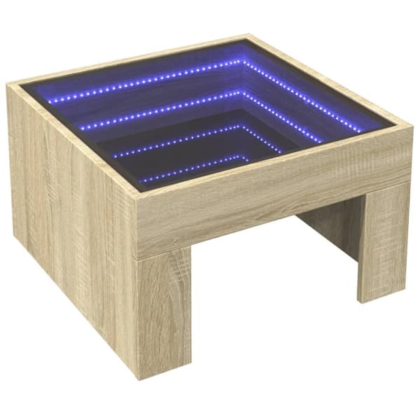 vidaXL sofabord med Infinity LED-lys 50x50x30 cm sonoma-eg