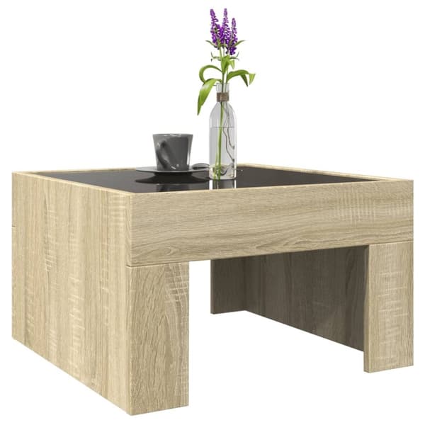vidaXL sofabord med Infinity LED-lys 50x50x30 cm sonoma-eg