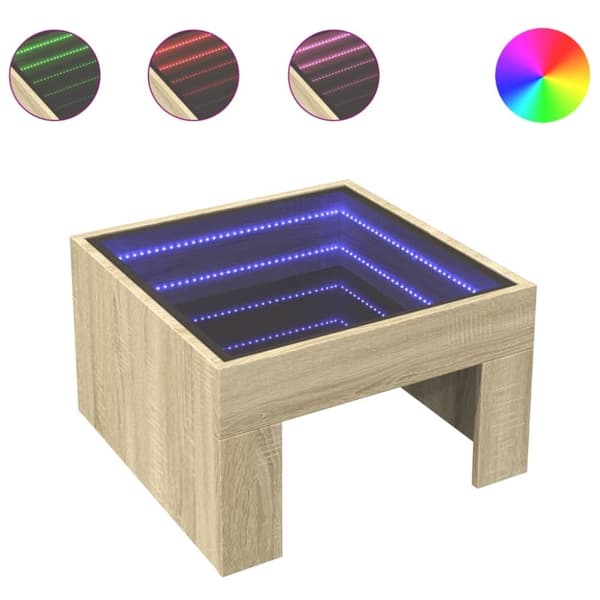 vidaXL sofabord med Infinity LED-lys 50x50x30 cm sonoma-eg
