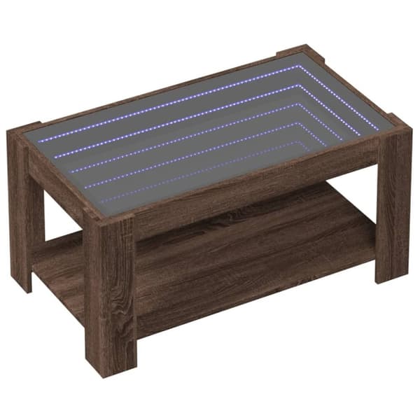 vidaXL Salongbord med LED brun eik 93x53x45 cm konstruert tre