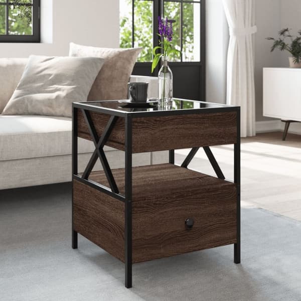 vidaXL Soffbord med Infinity LEDs brun ek 40x40x51 cm