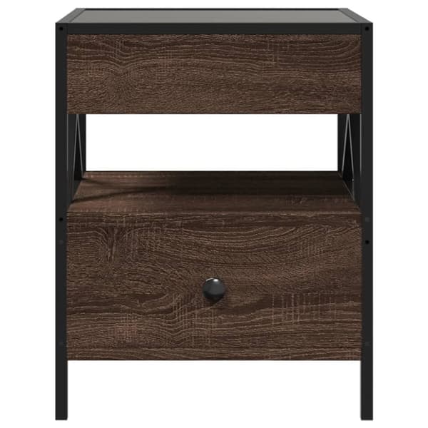 vidaXL Soffbord med Infinity LEDs brun ek 40x40x51 cm