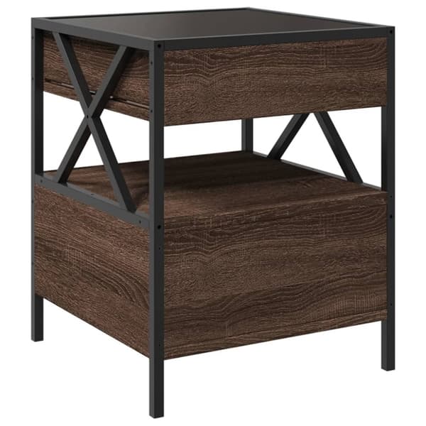 vidaXL Soffbord med Infinity LEDs brun ek 40x40x51 cm