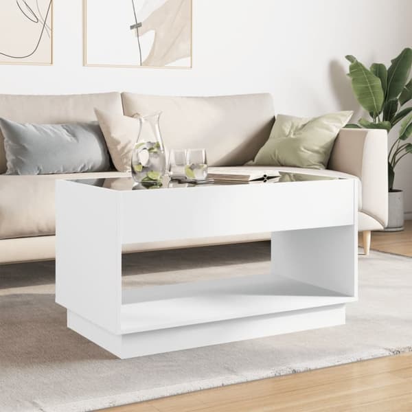 vidaXL Soffbord med Infinity LEDs vit 90x50x50 cm