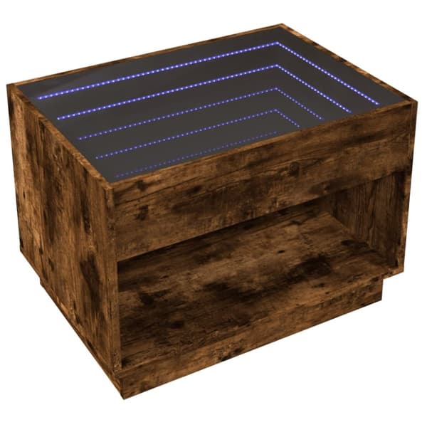 vidaXL Soffbord med Infinity LEDs rökfärgad ek 70x50x50 cm