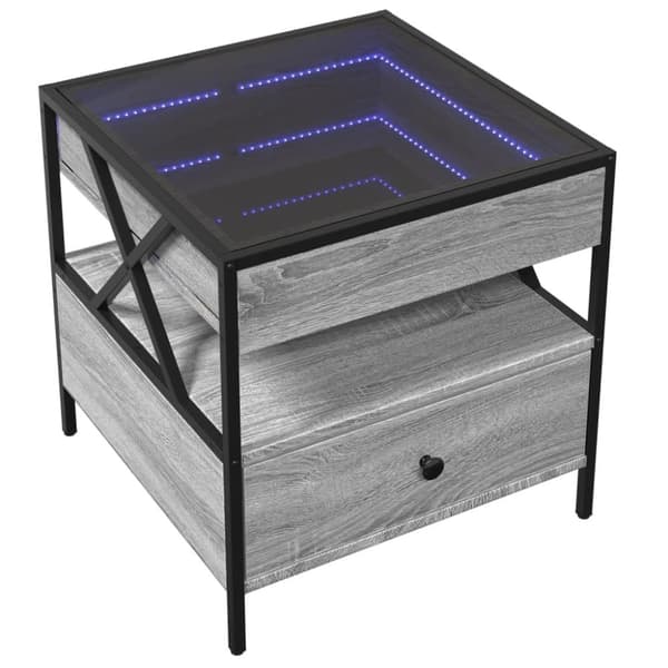 vidaXL Soffbord med Infinity LEDs grå sonoma 50x50x51 cm