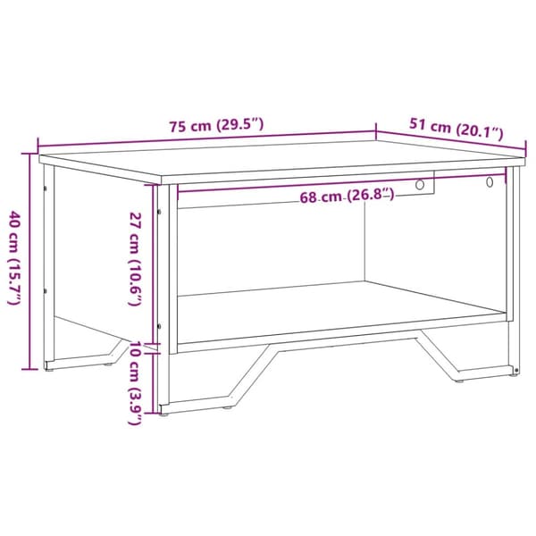 vidaXL Salongbord grå sonoma 75x51x40 cm konstruert tre