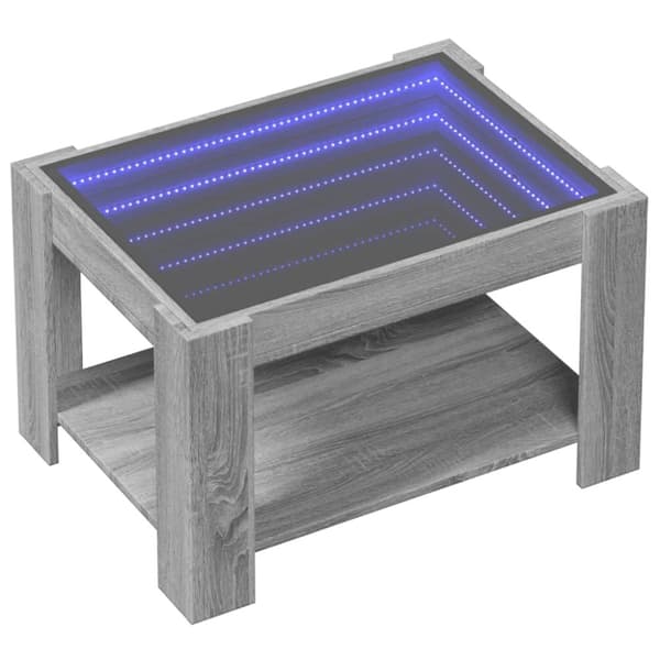 vidaXL Soffbord med LEDs grå sonoma 73x53x45 cm konstruerat trä