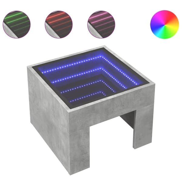 vidaXL Soffbord med Infinity LEDs betonggrå 40x40x30 cm
