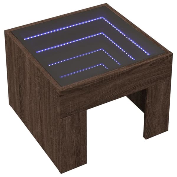 vidaXL Soffbord med Infinity LEDs brun ek 40x40x30 cm