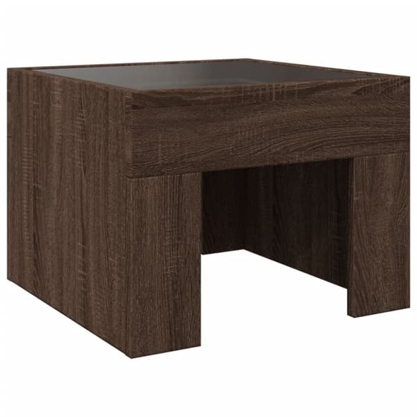 vidaXL Soffbord med Infinity LEDs brun ek 40x40x30 cm