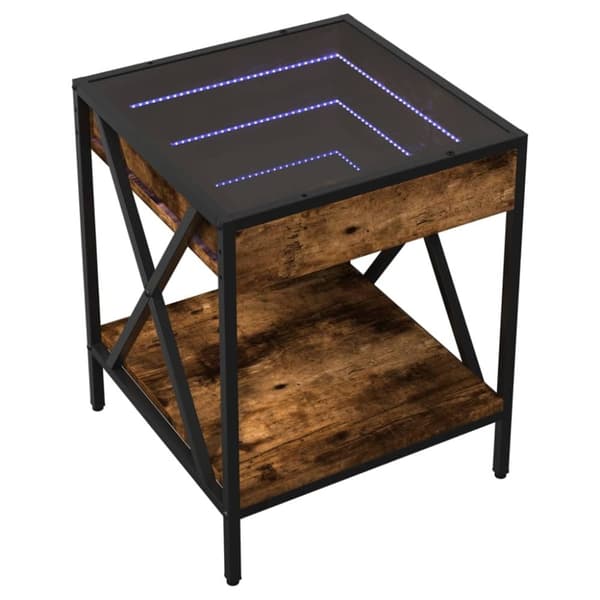 vidaXL sofabord med Infinity LED-lys 40x40x49 cm røget egetræsfarve