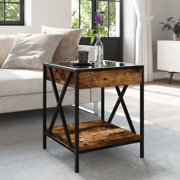 vidaXL sofabord med Infinity LED-lys 40x40x49 cm røget egetræsfarve