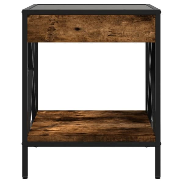 vidaXL sofabord med Infinity LED-lys 40x40x49 cm røget egetræsfarve