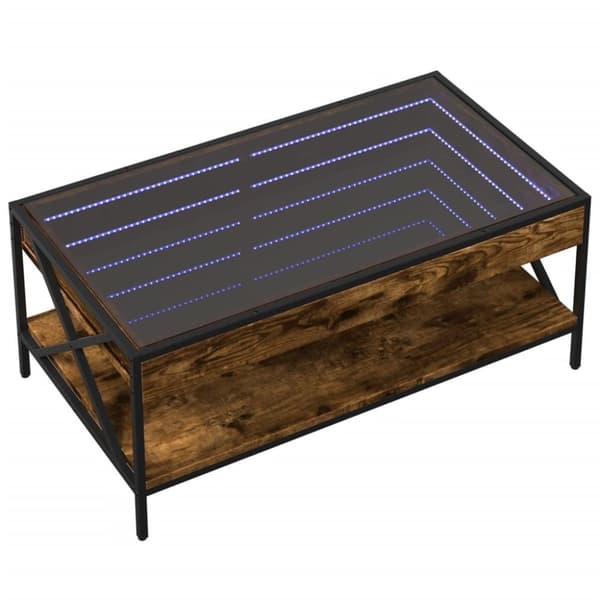 vidaXL sofabord med Infinity LED-lys 90x50x38 cm røget egetræsfarve
