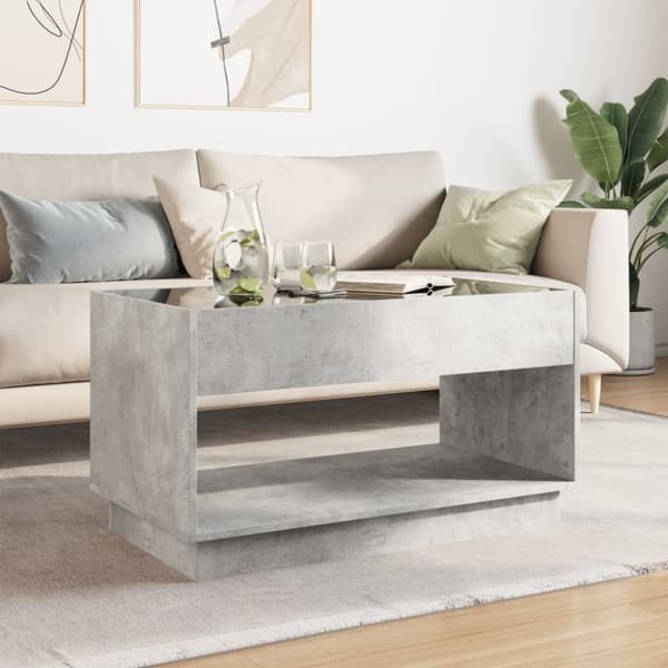 vidaXL sofabord med Infinity LED-lys 90x50x50 cm betongrå