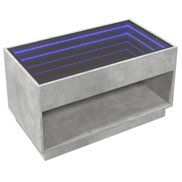 vidaXL sofabord med Infinity LED-lys 90x50x50 cm betongrå