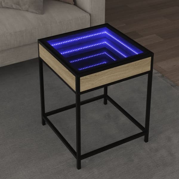 vidaXL sofabord med Infinity LED-lys 40x40x51 cm sonoma-eg