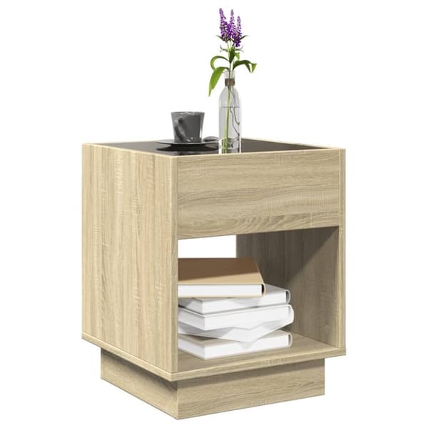 vidaXL sofabord med Infinity LED-lys 40x40x50 cm sonoma-eg