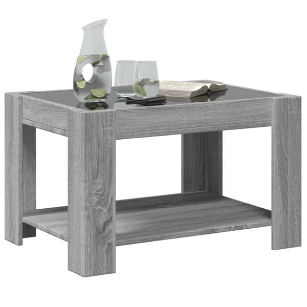 vidaXL sofabord med LED-lys 73x53x45 cm konstrueret træ grå sonoma-eg
