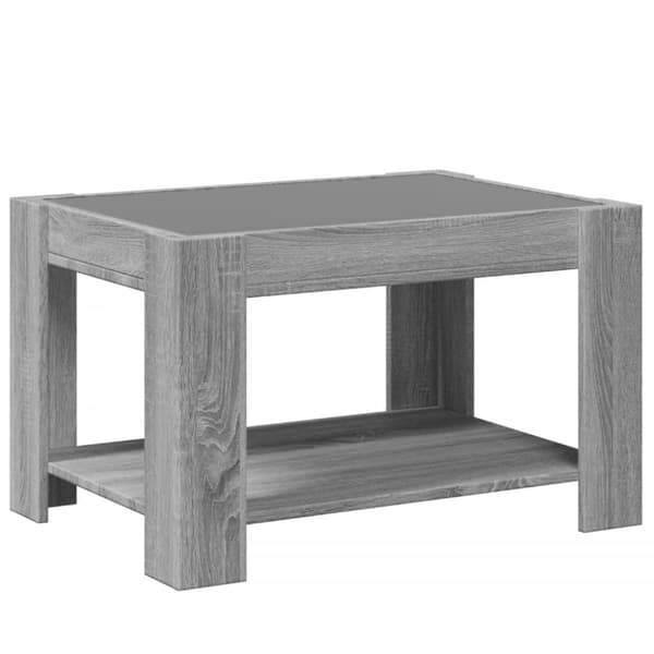 vidaXL sofabord med LED-lys 73x53x45 cm konstrueret træ grå sonoma-eg