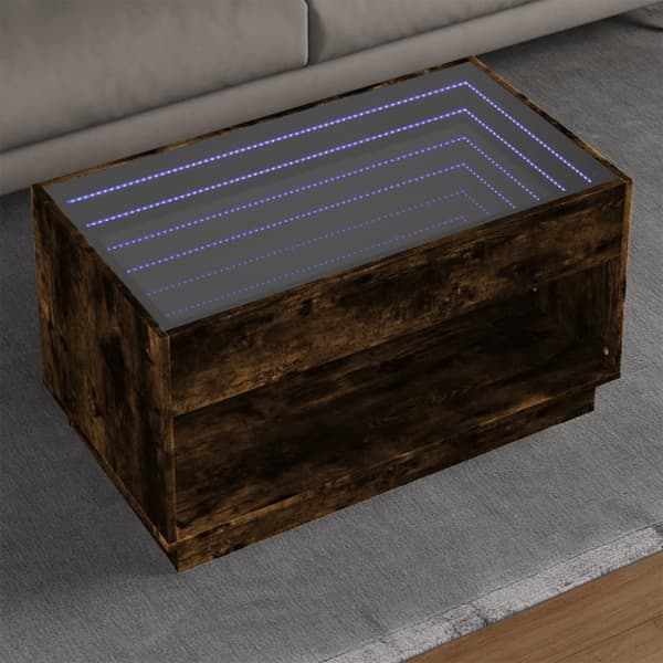 vidaXL sofabord med Infinity LED-lys 90x50x50 cm røget egetræsfarve