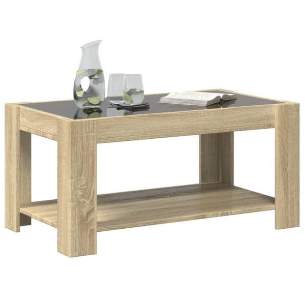 vidaXL Salongbord med LED sonoma eik 93x53x45 cm konstruert tre