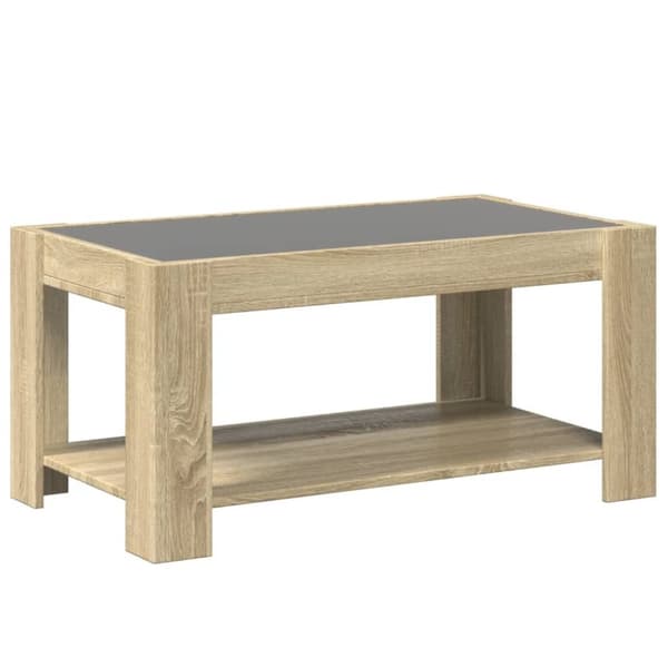 vidaXL Salongbord med LED sonoma eik 93x53x45 cm konstruert tre