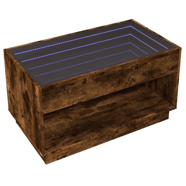 vidaXL Soffbord med Infinity LEDs rökfärgad ek 90x50x50 cm