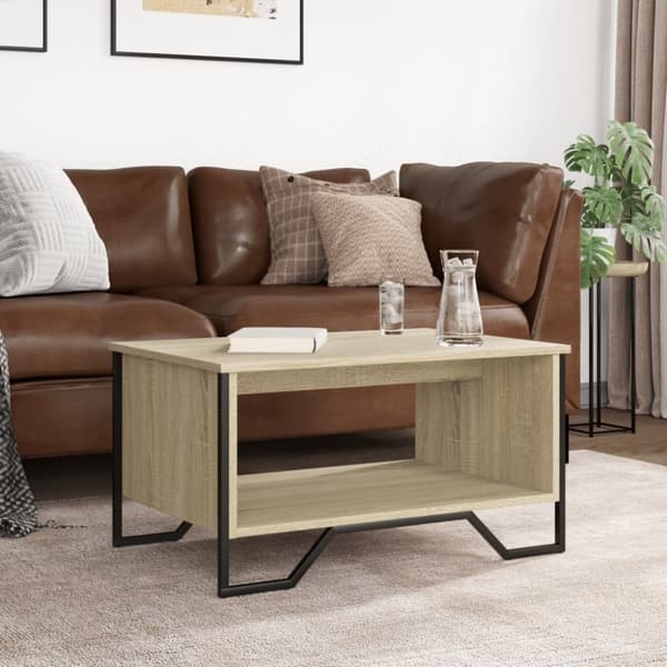 vidaXL Soffbord sonoma-ek 75x51x40 cm konstruerat trä