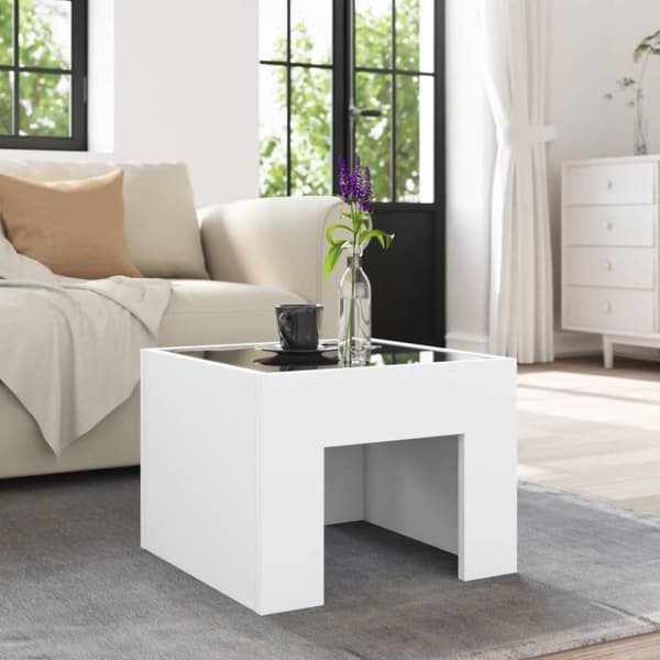 vidaXL Salongbord med Infinity LED hvit 40x40x30 cm