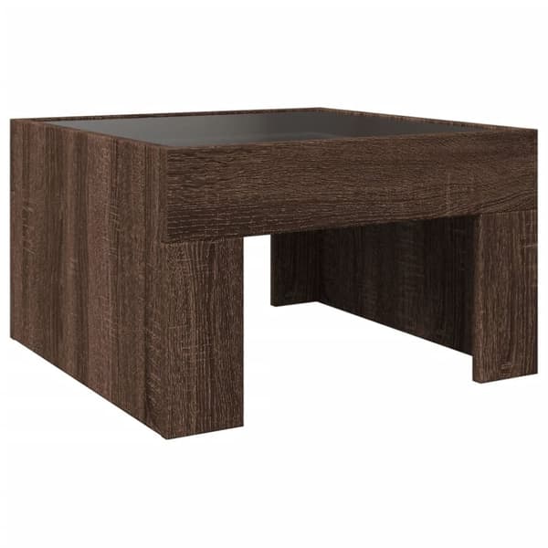 vidaXL Soffbord med Infinity LEDs brun ek 50x50x30 cm