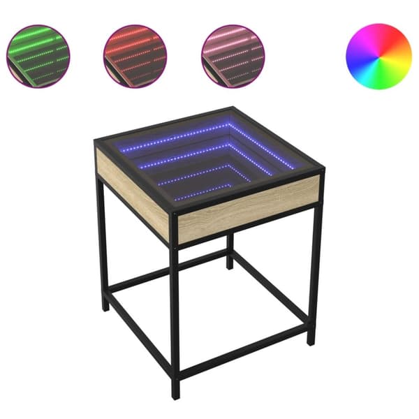 vidaXL Soffbord med Infinity LEDs sonoma-ek 40x40x51 cm