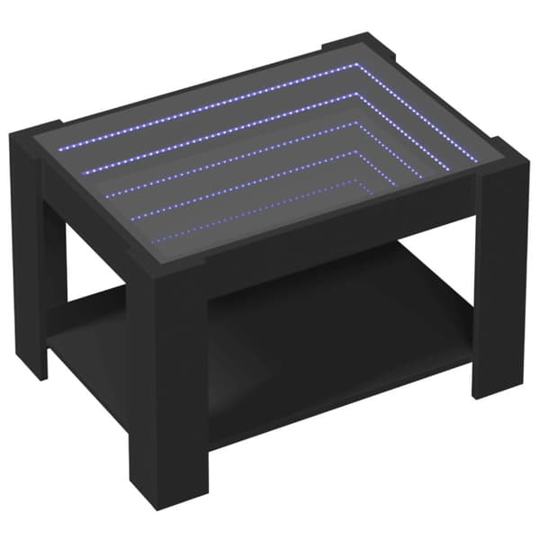 vidaXL Salongbord med LED svart 73x53x45 cm konstruert tre