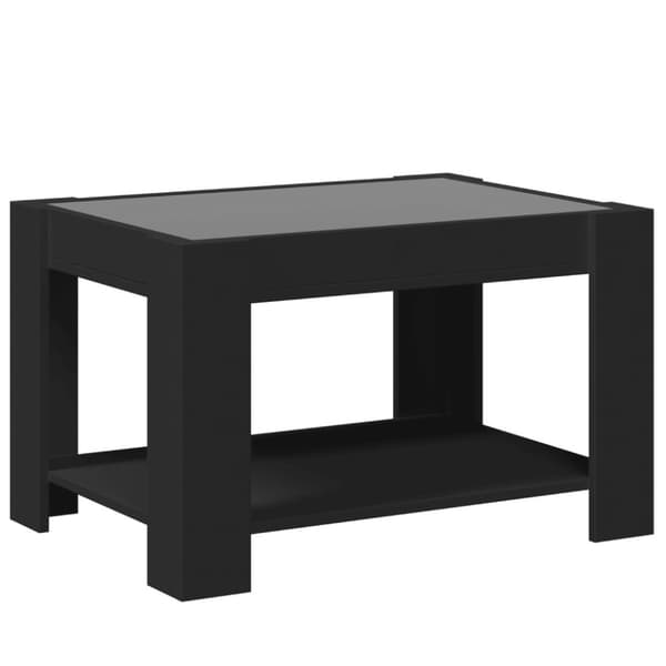 vidaXL Salongbord med LED svart 73x53x45 cm konstruert tre