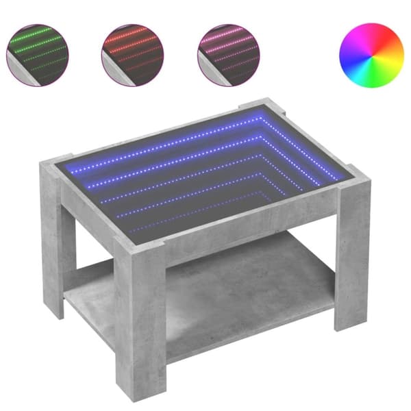vidaXL Salongbord med LED betonggrå 73x53x45 cm konstruert tre